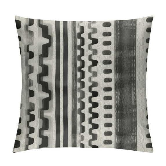 PIKWEEK Boho Throw Pillow Covers Gray Striped Chenille Pillowcases Square Decorative Cushion Covers for Sofa Couch Bed Living Room Farmhouse Decor