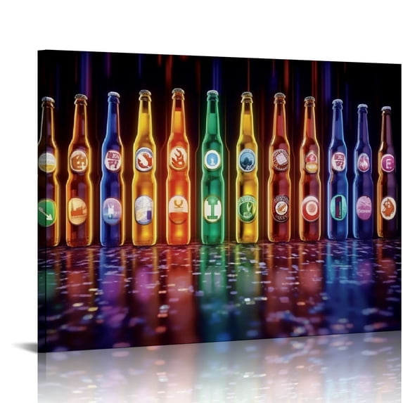 PIKWEEK Bottles Canvas Poster Modern Aesthetic Picture Wall Art Home Office Decoration Painting Holiday Gift 20x16in