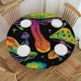 thumbnail image 1 of PIKWEEK  Bright Neon Mushrooms Fitted Round Tablecloth with Elastic Edge Waterproof Table Cover Mushroom Table Cloths Modern Tables Decoration for Dining Table,Picnic,Party, 1 of 7