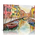 thumbnail image 1 of PIKWEEK Burano Island Venice Italy City Canvas Wall Art Print Italy Popular City Wall Art City illustration Watercolor painting 20x16in, 1 of 4