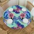 thumbnail image 1 of PIKWEEK  Butterflies Blue Orchid Flowers Fitted Round Tablecloth Waterproof Table Cloth with Elastic Edge Wipe Clean Table Cover for Indoor Outdoor, 1 of 7