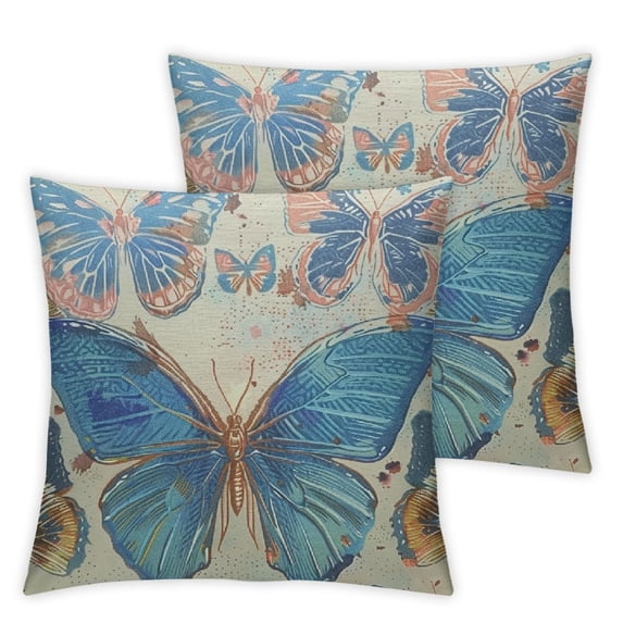 PIKWEEK Butterfly Farmhouse Throw Pillow Covers, Wild Butterflies Set of 2 Cushion Case Pillow Cover for Bed Couch Square Throw Pillowcases for Men Women Multiple specifications White