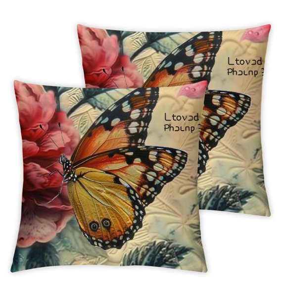 PIKWEEK  Butterfly Farmhouse Throw Pillow Covers, Wild Butterflies Set of 2 Cushion Case Pillow Cover for Bed  Couch Square Throw Pillowcases for Men Women Multiple specifications&nbsp; White