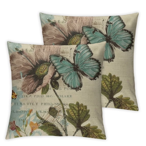 PIKWEEK Butterfly Farmhouse Throw Pillow Covers, Wild Butterflies Set of 2 Cushion Case Pillow Cover for Bed Couch Square Throw Pillowcases for Men Women Multiple specifications White