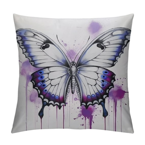 PIKWEEK Butterfly Pillow Cases Cushion Covers Soft Abstract Throw Pillow Covers Modern Art Decorative Throw Pillowcases Romantic Purple Grey Blue Cushion Case Bedroom