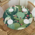 thumbnail image 1 of PIKWEEK Cactus and Flowers Pattern Fitted Round Table Cover with Elastic Protector Table Kitchen Dinner Waterproof Oil-Proof Tablecloth, 1 of 7