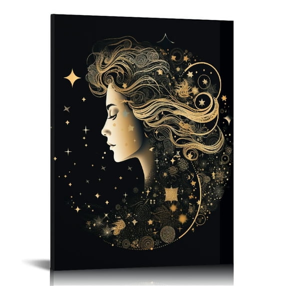 PIKWEEK Canvas Prints Wall Art Star Sun And Moon Print Poster Mystic Themed Art Astrology Art Boho Decor Medieval Europe Room Decor For Bedroom,