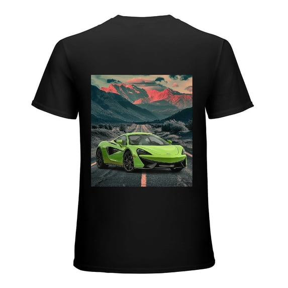 PIKWEEK Car art color supercar painting picture racing, shirt short sleeved design art display, T-shirt children's gift casual breathable men, women, boys and girls Black
