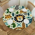 thumbnail image 1 of Wuche Cartoon Animals Round Elastic Tablecloth, Elastic Edged Polyester Table Cover, for Dining Room Kitchen Birthday Party and Outdoor Use, 1 of 7