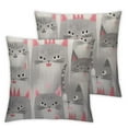 thumbnail image 1 of Wuche  Cat Throw Pillow Cover Cute Cartoon Animal Kitten Head Doodle Smile Rectangle Pillow Cases Home Decorative Cushion Cover for Bed Sofa Grey White Black 2pc, 1 of 6