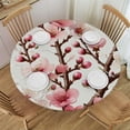 thumbnail image 1 of PIKWEEK  Cherry Blossom Pink Flowers Fitted Round Tablecloth Waterproof Table Cloth with Elastic Edge Wipe Clean Table Cover for Indoor Outdoor, 1 of 7