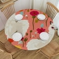 thumbnail image 1 of PIKWEEK  Childish Colorful Llama Flowers Fitted Round Table Cover with Elastic Protector Table Kitchen Dinner Waterproof Oil-Proof Tablecloth White, 1 of 7