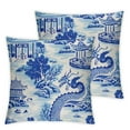 thumbnail image 1 of PIKWEEK  Chinoiserie Pillow Covers Set of 2, Vintage Chinese Dragon Decorative Throw Pillow Covers for Couch Sofa Home Decor Outdoor, Blue Dragon Chinoiserie Pillowcases Pack of 2, 1 of 6