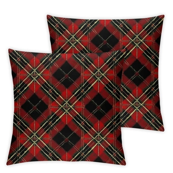 PIKWEEK Christmas Pillow Covers Red Green Buffalo Plaid Throw Pillows Case,Holiday Outdoor Decorative Farmhouse Winter Decor Cushion Covers for Home Sofa Bed Couch , Multiple Sizes, Set of 2 White