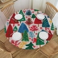 thumbnail image 1 of PIKWEEK  Christmas Tree Fitted Round Tablecloth with Elastic Edge Waterproof Table Cover Christmas Table Cloths Modern Tables Decoration for Dining Table,Picnic,Party, 1 of 7