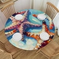 thumbnail image 1 of PIKWEEK Coastal Starfish Round Fitted Tablecloth with Elastic Edge  Fitted Table Cloth for Round Table Circular Table Cover Waterproof Wipeable Round Elastic Table Cloth, 1 of 7