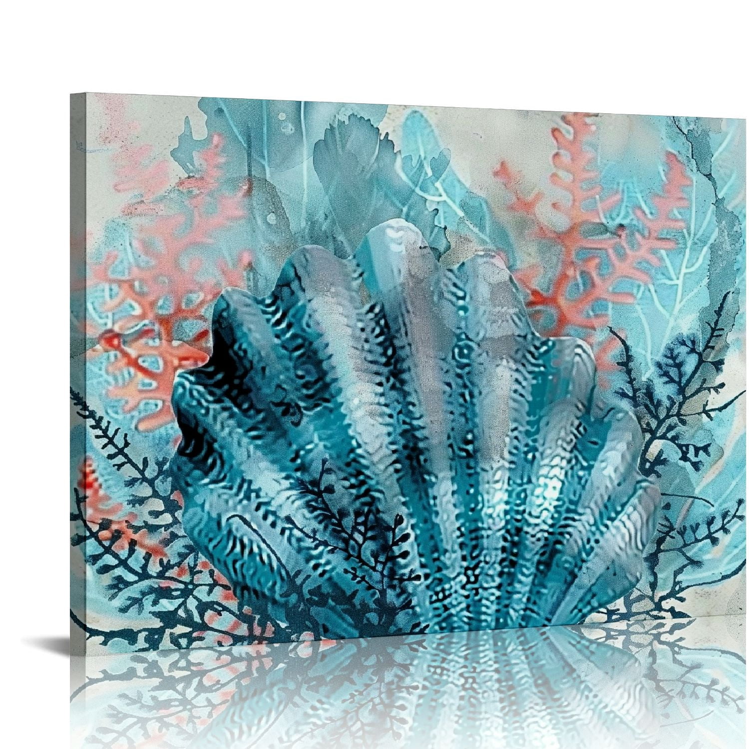 Wuche Coastal Wall Art Coral Shell Reef Painting Picture Bathroom Decor ...