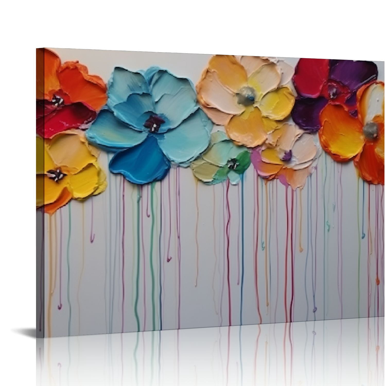 PIKWEEK Cololful Flower Painting - Abstract Floral Canvas Wall Art ...