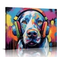 thumbnail image 1 of PIKWEEK Colorful Dog Wall Art,Graffiti Dog Canvas Print Wall Painting, with Headphone Street Pop Art,Funny Animal Picture Print Artwork for Bedroom Office Bathroom Decor 16x12in, 1 of 4