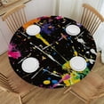 thumbnail image 1 of PIKWEEK  Colorful Ink Splashes Fitted Round Tablecloth with Elastic Edge Waterproof Table Cover Table Cloths Modern Tables Decoration for Dining Table,Picnic,Party (S), 1 of 7
