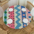 thumbnail image 1 of PIKWEEK Colorful Round Fitted Tablecloth Vintage Geometric and Circle Shapes Floral Round Fitted Table Cover The Ultimate Protection for Your Table Modern  Tables, 1 of 7
