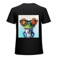 thumbnail image 1 of PIKWEEK  Colorful animal happy frog, designed shirt, artistic display, T-shirt lover gift casual breathable men, women, boys, girls, children Black, 1 of 4