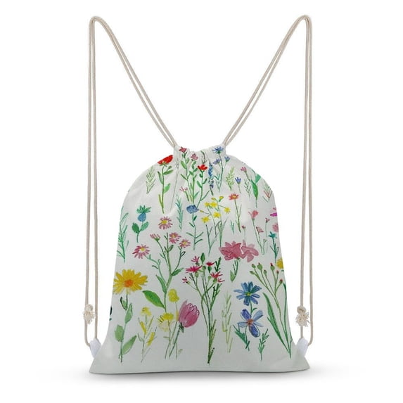 PIKWEEK Colorful floral print drawstring backpack for sports, camping, travel, backpack for washing, swimming, beach exercise, available in two sizes 13.7*19.6 in