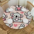 thumbnail image 1 of PIKWEEK  Cute Cartoon Koala and Hearts Round Tablecloth, Fitted Round Table Cloth with Elastic Edge Wipeable Table Protector for Indoor Outdoor Party Picnic, 1 of 7