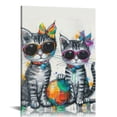 thumbnail image 1 of PIKWEEK Cute Cat Canvas Wall Art: Framed Cat Pictures Small Funny Kitty-Cat Babies Painting for Girl's Bedroom Bathroom 12*16in/16*20in, 1 of 5