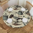 thumbnail image 1 of PIKWEEK  Cute Goose Flowers Fitted Round Tablecloth Waterproof Table Cloth with Elastic Edge Wipe Clean Table Cover for Indoor Outdoor, 1 of 7