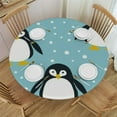 thumbnail image 1 of PIKWEEK Cute Penguin Round Fitted Tablecloth, Elastic Tablecloth for Round Tables, Waterproof Table Cover, 1 of 7