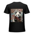 thumbnail image 1 of Wuche Cute animal pandas and flowers, designed shirt, artistic display, T-shirt lover gift casual breathable men, women, boys, girls, children Black, 1 of 4