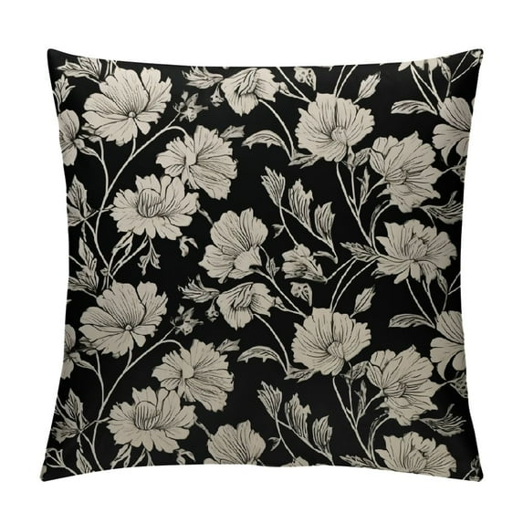 PIKWEEK Decorative Square Throw Pillow Cover Farmhouse Cute Old White Contrast Floral Beautiful Daisy Lilly Vintage Wedding Graphic Pretty Nature Design Cushion Case for Sofa Bedroom Car