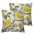 thumbnail image 1 of PIKWEEK  Decorative Throw Pillow Cover Square Trendy Yellow Gray Ivory Vintage Floral Bird Lumbar Pillowcase with Hidden Zipper Decor Cushion Gift for Holiday Sofa Bed 2pc, 1 of 6