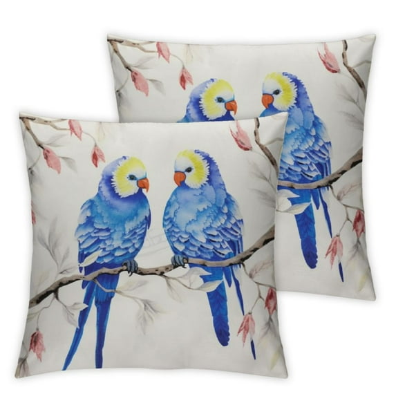 Wuche Decorative Throw Pillow Covers Accent Parrot Pattern Chenille Cushion Covers Pillowcases for Couch Bed Living Room Home 2pc