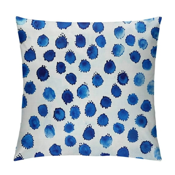 PIKWEEK Decorativepillows Case Throw Pillows CoversNavy Paint Blue Watercolor Polka Dot Watercolour Brushstroke Sofa Cushion Cover Pillowcase Bed Car Living Home Multiple specifications 