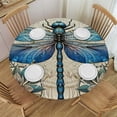 thumbnail image 1 of PIKWEEK  Dragonfly Round Fitted Tablecloth  Fitted Table Cloth for Round Table Waterproof Wipeable Round Elastic Table Cloth Circular Table Cover with Elastic Edge, 1 of 7