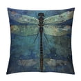 thumbnail image 1 of Wuche  Dragonfly Throw Pillow Cushion Cover, Grunge Vintage Old Backdrop and Dragonfly Bug Ombre Image, Decorative Square Accent Pillow Case, Turquoise Dark Blue Multiple specifications, 1 of 5