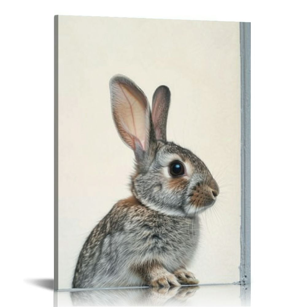 PIKWEEK Easter Nursery Bunny Wall Art Gray Rabbit Prints Kids Room Cute ...
