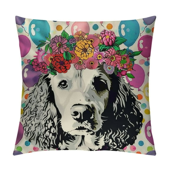 Wuche Easter Pillow Covers Poodle Throw Pillowcase Easter Eggs Home Sofa Bedroom Cushion Case Seasonal Dog Farmhouse Decorations