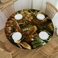 thumbnail image 1 of PIKWEEK Elastic Edge Palm Leaves Round Tablecloth White, 1 of 8