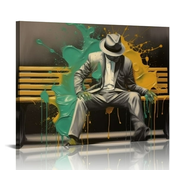 Wuche Faceless Man Music Abstract Color Kre8 Beautiful Melody Canvas Wall Art Posters For Roo Canvas Painting Posters And Prints Wall Art Pictures for Living Room Bedroom Decor