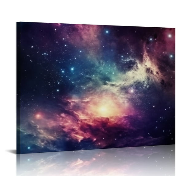 PIKWEEK Fantastic Outer Space Canvas Prints Wall Art Blue Purple Nebula Galaxy Stars Pictures Canvas Artwork for Bedroom Home Office Decorations