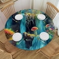 thumbnail image 1 of PIKWEEK Fantasy Forest Waterfall Mushroom Starry Sky Neon Nature Plant Round Tablecloth Waterproof White, 1 of 8