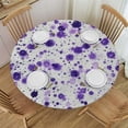 thumbnail image 1 of PIKWEEK Farmhouse Purple White Paint Drops Minimalistic Round Tablecloth White, 1 of 8
