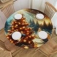thumbnail image 1 of PIKWEEK Fitted Round Tablecloth  Christmas,Merry Christmas Tree Table Cover,Elastic Edged Table Cloth Fits Round Tables, 1 of 7