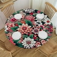 thumbnail image 1 of PIKWEEK  Fitted Round Tablecloth with Elastic Edge Wipe Clean Art Pink Floral Rose Table Cloth for Outdoor/Indoor Use, 1 of 7