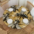 thumbnail image 1 of PIKWEEK  Fitted Round Tablecloth with Elastic Edge Wipe Clean Honey Bees in A Honeycomb Table Cloth for Outdoor/Indoor Use, 1 of 7