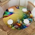 thumbnail image 1 of PIKWEEK  Fitted Round Tablecloth with Elastic Edge Wipe Clean Hummingbird Flower Table Cloth for Outdoor/Indoor Use, 1 of 7