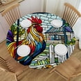 thumbnail image 1 of PIKWEEK  Fitted Round Tablecloth with Elastic Edge Wipe Clean Rooster Chicken in Barnyard Table Cloth for Outdoor/Indoor Use, 1 of 7